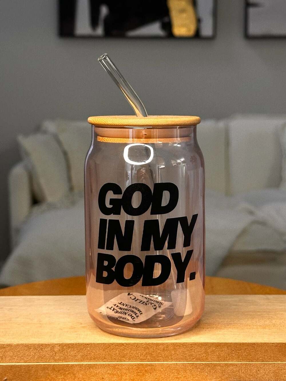 Glass Tumbler God In My Body Lid Straw Can Style